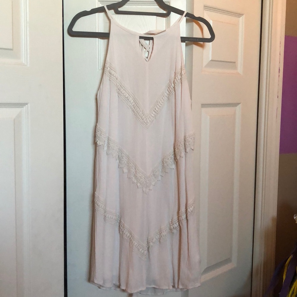cream white flowy lace dress